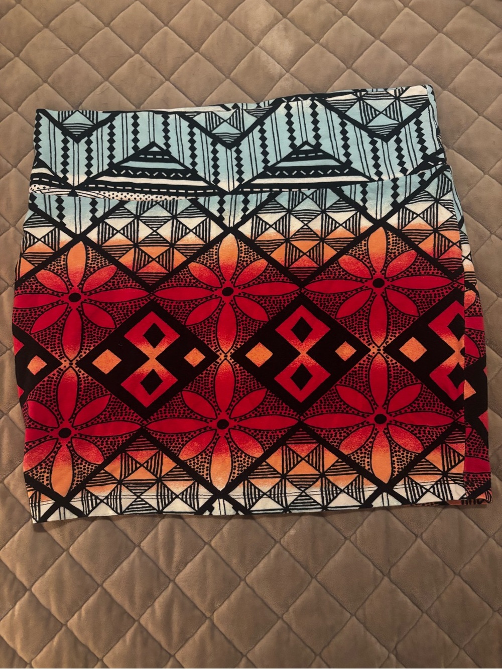 Charlotte Russe Mini Skirt in Pink, Orange and Aqua Geometric Print